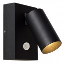 Lucide 09831/01/30 kültéri fali lámpa Taylor 1x5W | GU10 | IP54 - fekete, spot, állítható, mozgásérzékelő