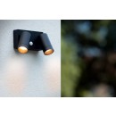 Lucide 09831/02/30 kültéri fali lámpa Taylor 2x5W | GU10 | IP54 - fekete, spot, állítható, mozgásérzékelő
