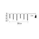 Emos DCPC06 LED karácsonyi fényfüzér - jégcsapok 6 db 2 m 160 LED | 3,6 W | IP44 - hideg fehér, átlátszó