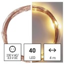 Emos D3AW01 karácsonyi nano fényfüzér 4m 40 LED | 2,4W | IP44 - meleg fehér, időzítő, réz