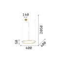 Ideal lux 343402 LED mennyezeti függőlámpa CROWN  | 21W integrált LED forrás | 1620lm | 3000K | a kábelen | fehér