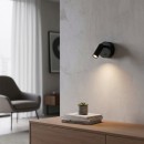 Ideal Lux 260617 LED fali lámpa Bean round 1x3,5W | 220lm | 3000K - kapcsoló a lámpán, fekete