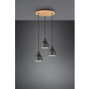 Trio 310730332 mennyezeti függőlámpa Henley 3x40W | E27 - állítható magasság, fa, fekete