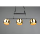 Trio 313300308 mennyezeti függőlámpa Fletcher 3x40W | E14 - állítható magasság, fekete, sárgaréz