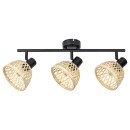 Rabalux 3135 mennyezetre szerelhető spotlámpa Rattan 3x15W | E14 - fekete, natúr