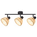 Rabalux 3135 mennyezetre szerelhető spotlámpa Rattan 3x15W | E14 - fekete, natúr