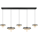 Trio T340210580 LED mennyezeti függőlámpa KEATON  | 50W integrált LED forrás | 1x5900lm | 2300+3000+4000K | a kábelen | Trio - SwitchDimmer | fekete | aranyszínű