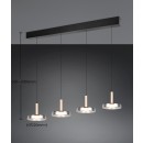 Trio T354910432 LED mennyezeti függőlámpa CELESTE  | 4x7,5W integrált LED forrás | 4x750lm | 3000K