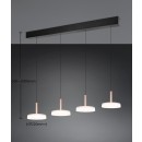 Trio T354910465 LED mennyezeti függőlámpa CELESTE  | 4x7,5W integrált LED forrás | 4x750lm | 3000K