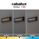 Rabalux 77189 LED kültéri fali lámpa Kavala | 6W integrált LED forrás | 300lm | 3000/4000/6000K | fekete