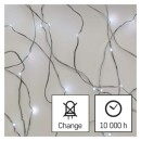 Emos D3AC01 karácsonyi nano fényfüzér 10m 100 LED | 3,6 W | IP44 - hideg fehér, időzítő, ezüst