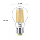 Philips 8719514343788 LED szénszálas izzó 1x4W/60W | E27 | 840lm | 3000K - átlátszó, Ultra Efficient