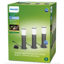 Philips 8719514477377 kerti oszloplámpa GardenLink 3x24W | 1800lm | 2700K | IP44 - leszúrható, fekete