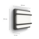 Philips 8720169276888 LED kültéri fali lámpa Petronia | 3,8W integrált LED forrás | 800lm | 2700K