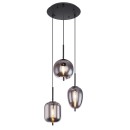 Globo 15345-3 mennyezeti függőlámpa Blacky 3x40W | E14 - fekete, füstüveg
