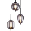 Globo 15345-3 mennyezeti függőlámpa Blacky 3x40W | E14 - fekete, füstüveg
