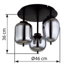 Globo 15345-3D mennyezetre szerelhető lámpa Blacky I 3x40W | E14 - fekete, füstüveg