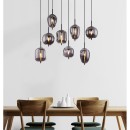 Globo 15345-8 mennyezeti függőlámpa Blacky 8x40W | E14 - fekete, füstüveg