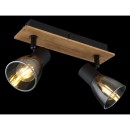 Globo 54307-2W mennyezetre szerelhető spotlámpa Claude 2x40W | E14 - fekete, fa, füstüveg