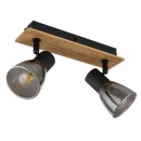 Globo 54307-2W mennyezetre szerelhető spotlámpa Claude 2x40W | E14 - fekete, fa, füstüveg