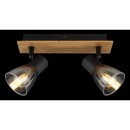 Globo 54307-2W mennyezetre szerelhető spotlámpa Claude 2x40W | E14 - fekete, fa, füstüveg