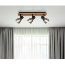 Globo 54307-3W mennyezetre szerelhető spotlámpa Claude 3x40W | E14 - fekete, fa, füstüveg