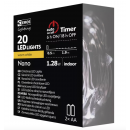 Emos ZY1952 LED karácsonyi nanofüzér 1,9m 2xAA 1x1,28W | IP20 | 20 izzó - melegfehér, időzítő