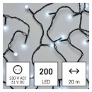 Emos D5AC03 karácsonyi fényfüzér Cherry 20m 200 LED | 6W | IP44 - időzítő, hideg fehér, zöld