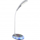 Globo 58265 LED asztali lámpa Minea 1x3W | 230 lm | 5000K | RGB - állítható magasságú, mozgatható kar, érintésszabályozó, színváltó, színrögzítés, ezüst