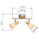 Globo 54352-2 falra vagy mennyezetre szerelhető spotlámpa Gylfi 2x40W | E14 - opál, matt nikkel, fa