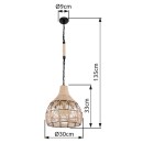 Globo 15671H mennyezeti függőlámpa Halia 1x60W | E27 - fekete, natúr