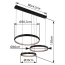 Globo 67193-55H LED mennyezeti függőlámpa Halli 1x55W | 1800lm | 2700-6000K- távirányítás, szabályozható, éjszakai üzemmód, memória funkció, opál, fekete