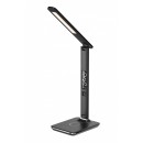 Immax 08965L LED asztali lámpa Kingfisher 36x8,5W | 400lm | 2700-5500K - szabályozható, világítási hőmérséklet beállítás, állítható kar, óra, hőmérő, ébresztőóra, fekete