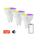 Immax NEO 07724C LED készlet 3x izzó Smart 3x5,5W | GU10 | 1050lm | 2700-6500K | CCT | RGB - szabályozható, WiFi, Tuya, fehér
