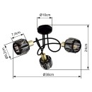 Globo 54357-3B mennyezetre szerelhető lámpa Idniana 3x40W | E14 - fekete, arany