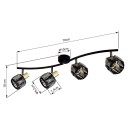 Globo 54357-4B mennyezetre szerelhető spotlámpa Indiana 4x40W | E14 - fekete, arany