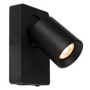 Lucide 09929/06/30 fali spotlámpa Nigel 1x5W | LED GU10 | 320lm | 3000K - az izzó a csomag tartalma, fekete, állítható, kapcsoló a lámpatesten