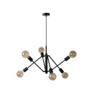 Lucide 21424/06/30 mennyezeti függőlámpa Lester 6x40W | E27 - fekete, szabályozható