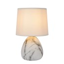 Lucide 47508/81/31 asztali kislámpa Marmo 1x40W | E14 - fehér, kerámia, kábelkapcsoló