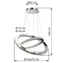 Globo 67032-60 LED függő csillár Marilyn 1x60W | 2840lm | 4000K - állítható, króm, átlátszó kristály