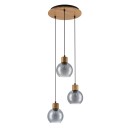 Italux PND-67505-3-WD mennyezeti függőlámpa Velma | 40W E27 | fa dekoráció | füstös