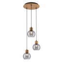 Italux PND-67505-3-WD mennyezeti függőlámpa Velma | 40W E27 | fa dekoráció | füstös