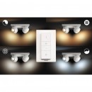 Philips Hue 50474/31/P7 LED süllyeszthető mennyezeti spotlámpa Buckram 4x5,5W | GU10 | 1000lm | 2200-6500K - White Ambiance, szabályozható, távirányító, fehér