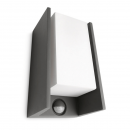 Philips 16352/93/16 kültéri fali lámpa Bridge 1x42W | E27 | IP44 - mozgásérzékelővel, antracit