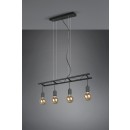 Trio R30644002 mennyezeti függőlámpa Ladder 4x10W | E27 - állítható magasság, fa, fekete