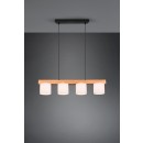 Trio R30654001 mennyezeti függőlámpa Cameron 4x28W | E14 - állítható magasság, fekete, fehér, fa