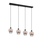 Trio R31264036 függőlámpa Borka 3x40W | E27 - állítható magasság, fekete, natúr