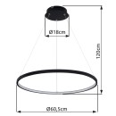 Globo 67192-29B LED mennyezeti függőlámpa Ralph 1x29W | 1250lm | 3000K - állítható magasságú, fekete, opál
