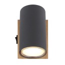 Globo 57911-1G fali lámpa Robby 1x25W | GU10 - kapcsoló a lámpatesten, fekete, fa