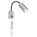 Globo 57911W fali lámpa Robby 1x25W | GU10 - kapcsoló a lámpatesten, hajlékony kar, nikkel, fekete